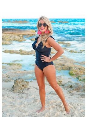 Women’s Black Ruffle One-Piece Swimsuit - Classic Beachwear